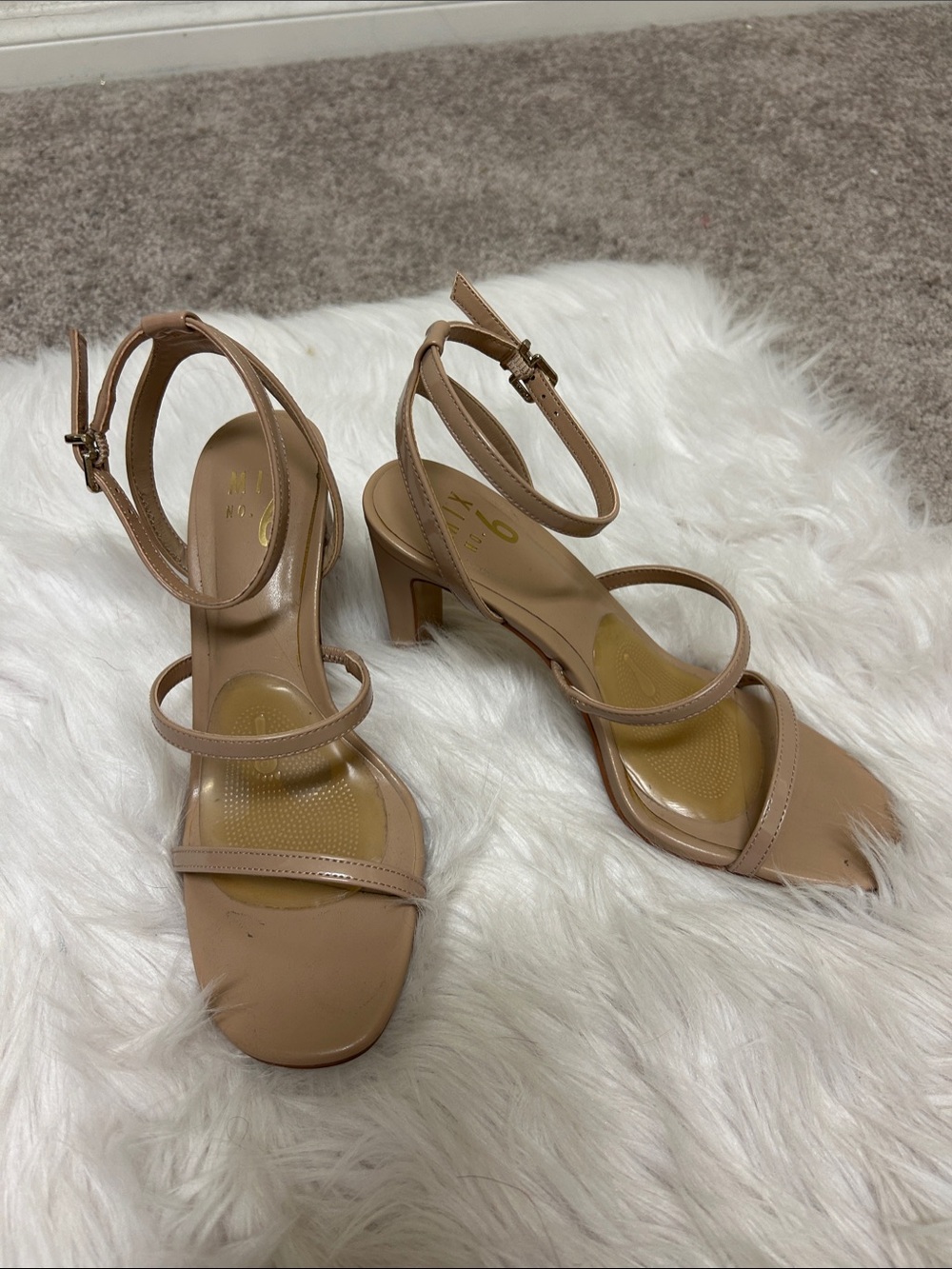 Mix No.6 Nude Strappy Block Heel Sandals